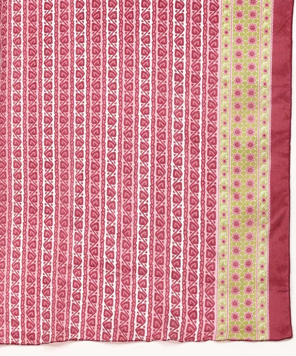Peach_Cotton_Printed_Round_Kurti_With_Dupatta_Set_For_Women