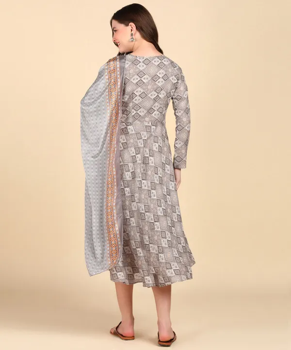 Multicolor_Cotton_Printed_Round_Kurti_With_Dupatta_Set_For_Women