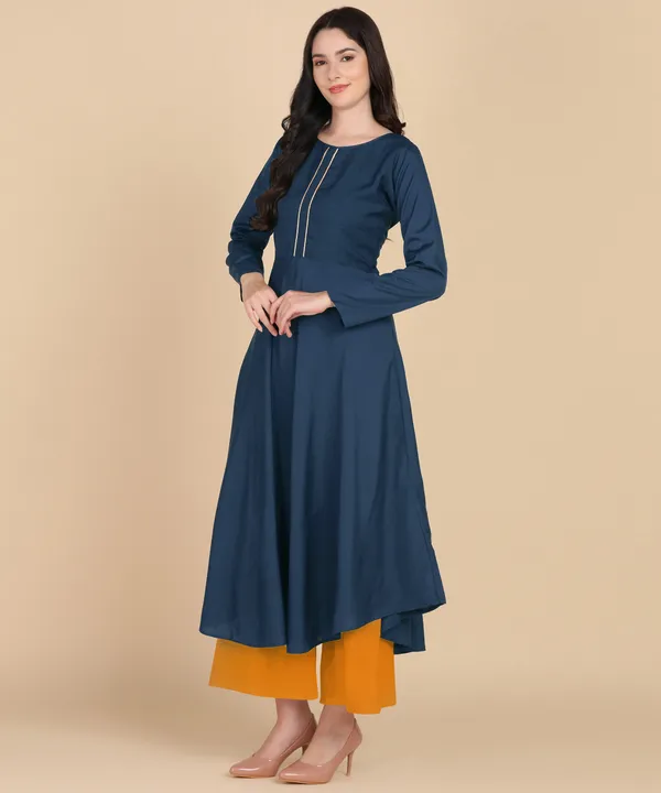 Navy_Blue_Women_Anarkali_Kurti_With_Foil_Print_Dupatta