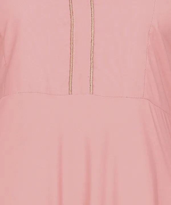 Peach_Women_Anarkali_Kurti_With_Foil_Print_Dupatta