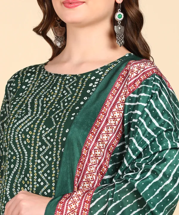 Green_Cotton_Printed_Kurti_Pant_With_Dupatta_Set