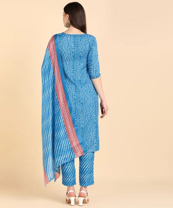 Sky_Blue_Cotton_Printed_Kurti_Pant_With_Dupatta_Set