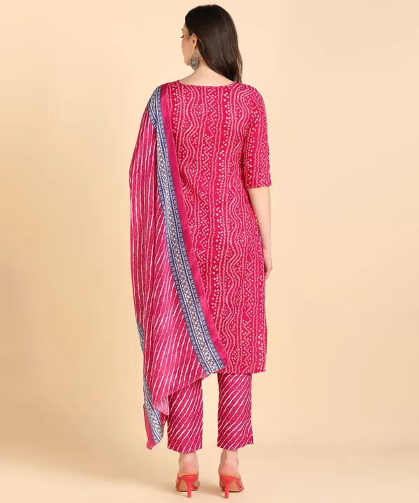 Pink_Cotton_Printed_Kurti_Pant_With_Dupatta_Set