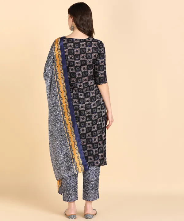 Navy_Blue_Cotton_Printed_Kurti_Pant_With_Dupatta_Set