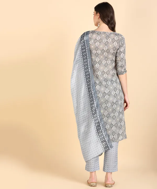 Grey_Cotton_Printed_Kurti_Pant_With_Dupatta_Set