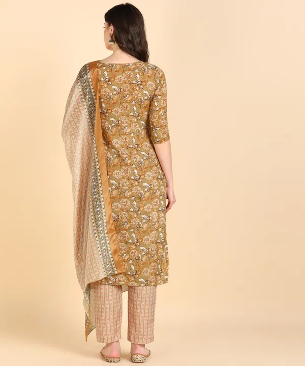 Light_Brown_Cotton_Printed_Kurti_Pant_With_Dupatta_Set