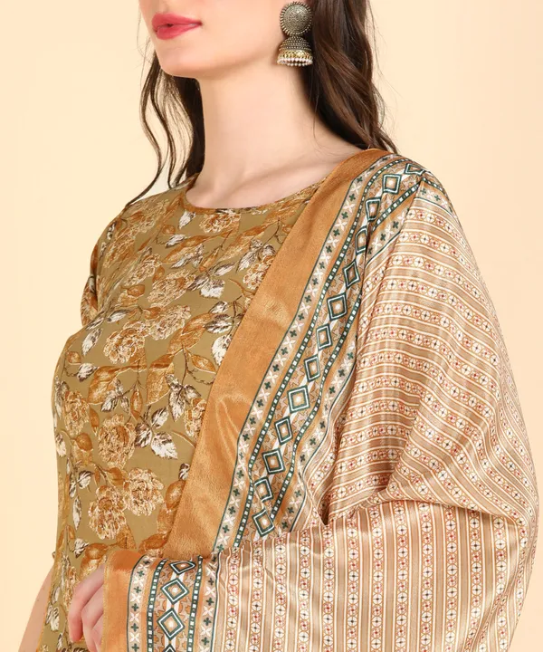 Light_Brown_Cotton_Printed_Kurti_Pant_With_Dupatta_Set