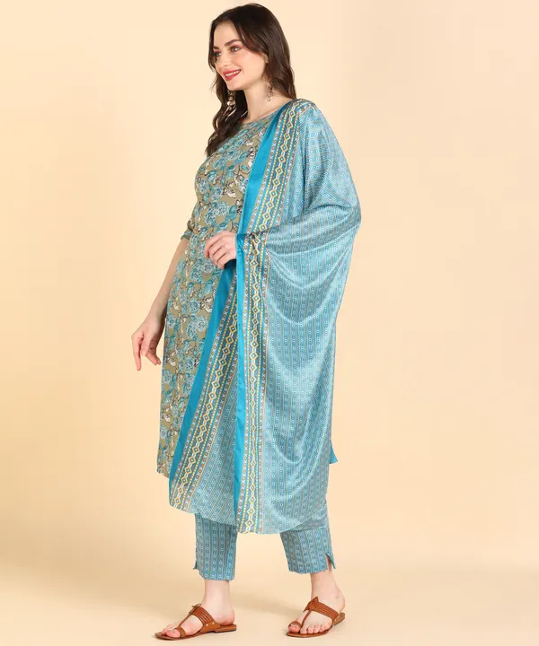 Sky_Blue_Cotton_Printed_Kurti_Pant_With_Dupatta_Set