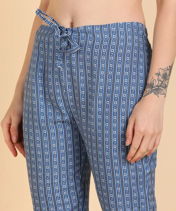 Blue_Cotton_Printed_Kurti_Pant_With_Dupatta_Set