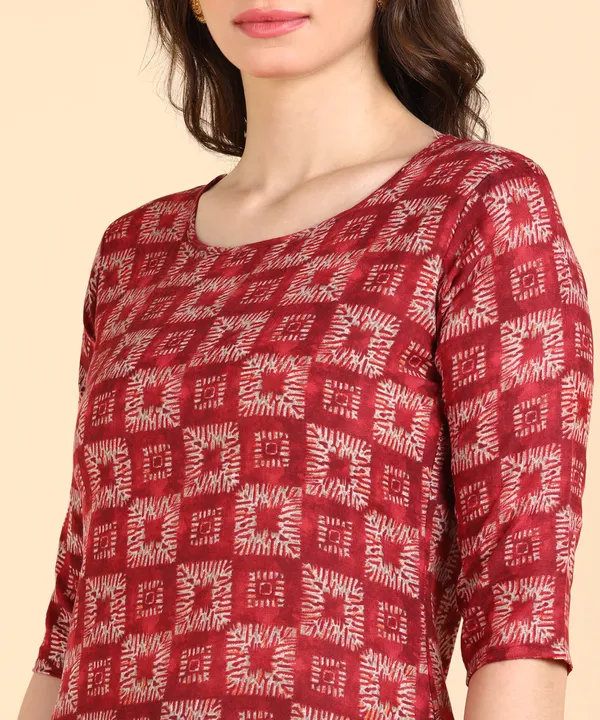 Red_Cotton_Printed_Kurti_Pant_With_Dupatta_Set
