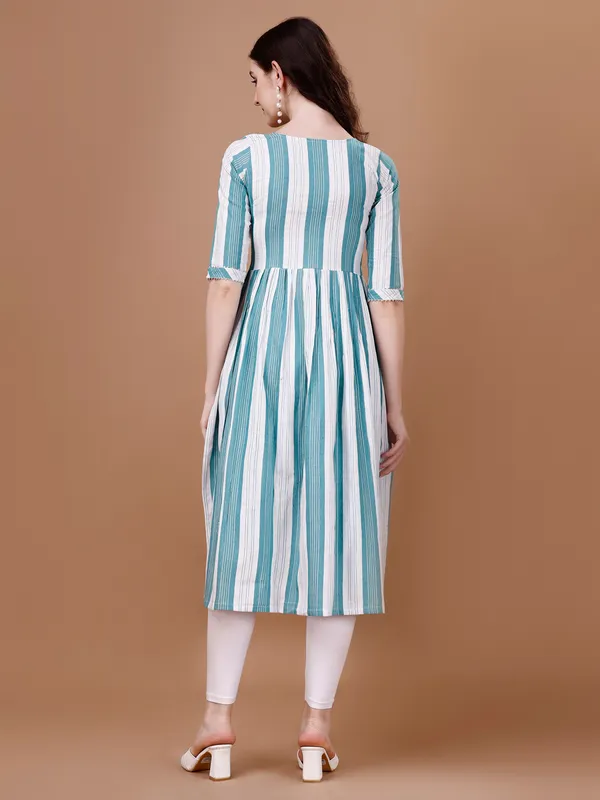 Blue_Cotton_Lining_Pattern_Flared_Kurti