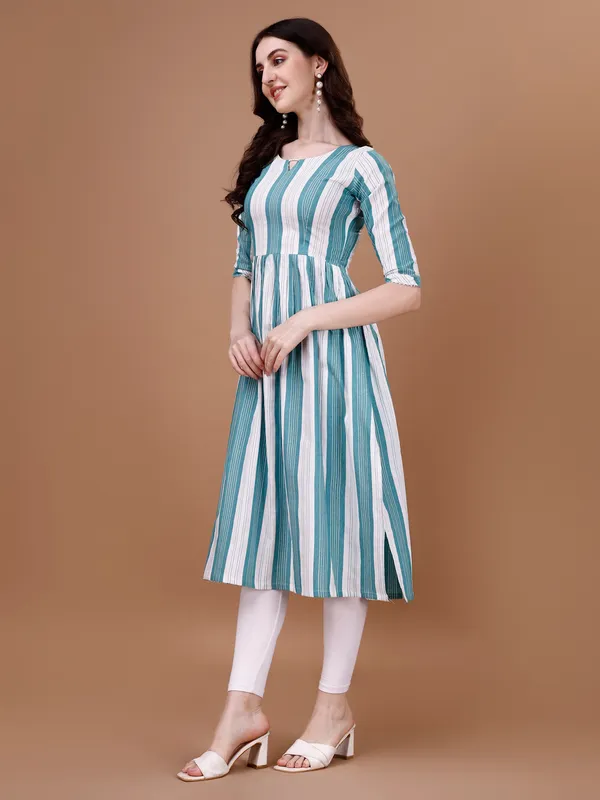 Blue_Cotton_Lining_Pattern_Flared_Kurti