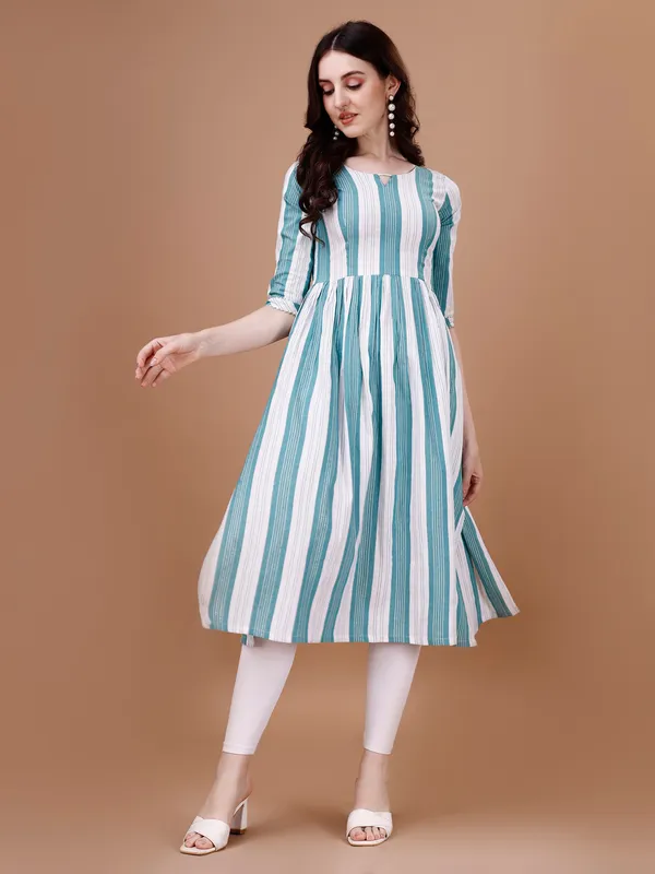 Blue_Cotton_Lining_Pattern_Flared_Kurti