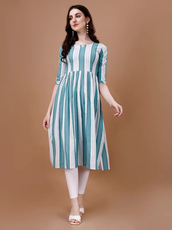 Blue_Cotton_Lining_Pattern_Flared_Kurti