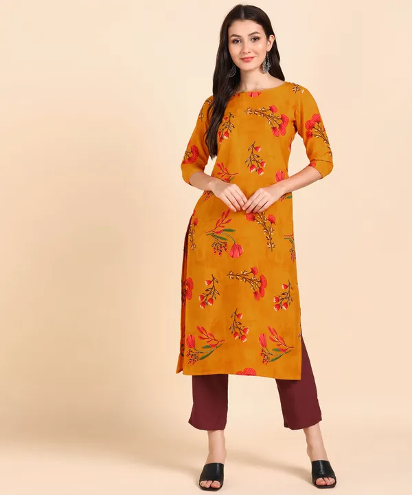 Orange_Women_Printed_Kurti_With_Pant_Set