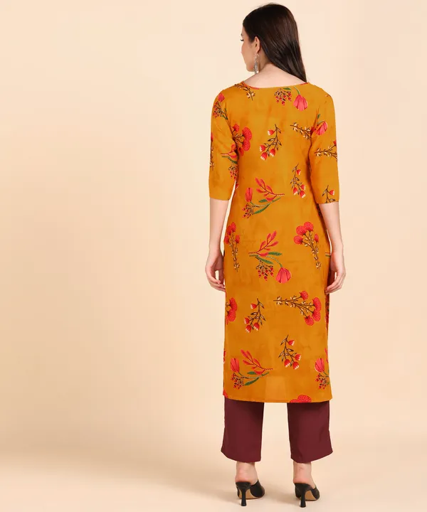 Orange_Women_Printed_Kurti_With_Pant_Set