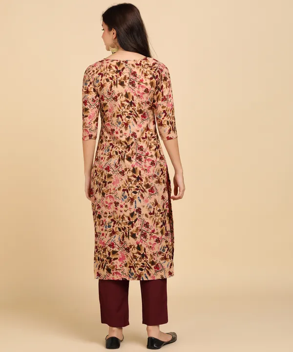Beige_Women_Printed_Kurti_With_Pant_Set