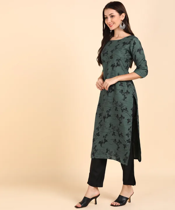 Green_Women_Printed_Kurti_With_Pant_Set