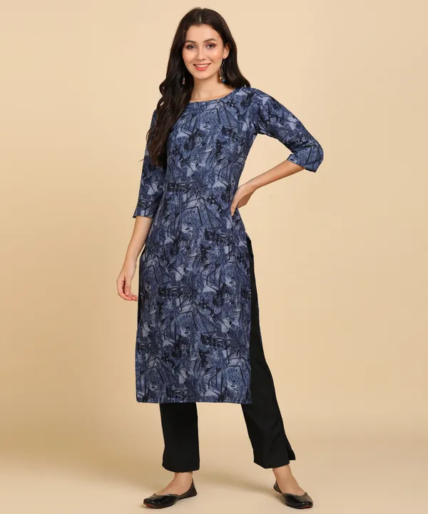 Blue_Women_Printed_Kurti_With_Pant_Set