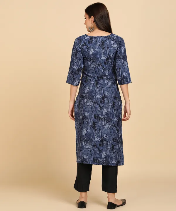 Blue_Women_Printed_Kurti_With_Pant_Set