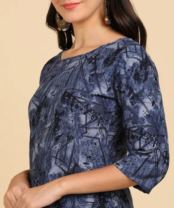 Blue_Women_Printed_Kurti_With_Pant_Set