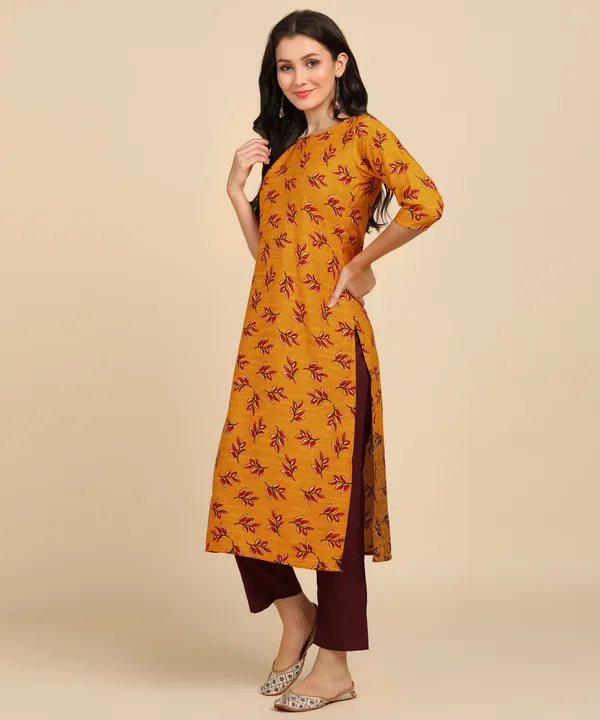 Yellow_Women_Printed_Kurti_With_Pant_Set