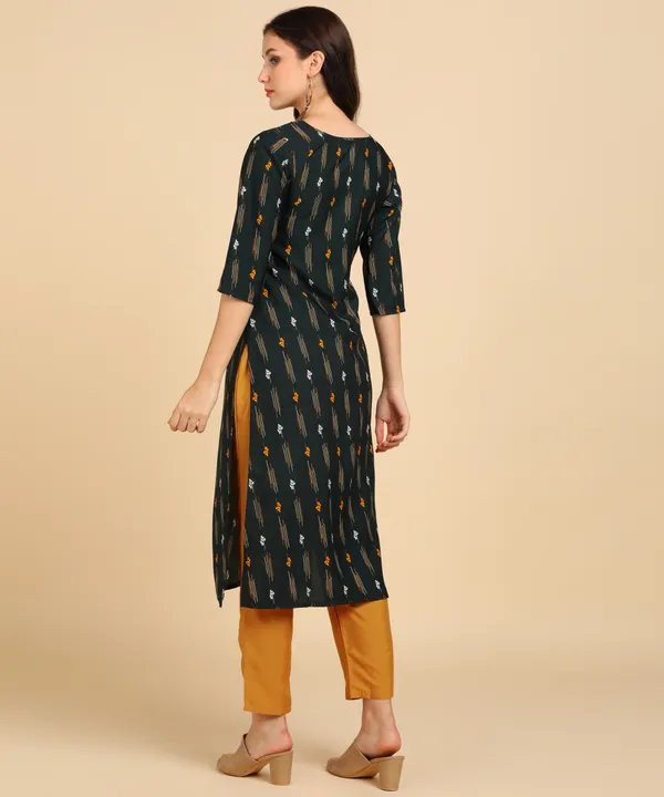Green_Women_Printed_Kurti_With_Pant_Set