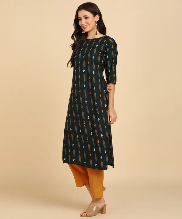 Green_Women_Printed_Kurti_With_Pant_Set