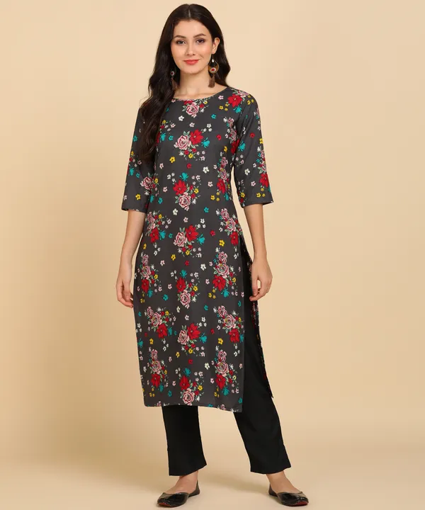 Grey_Women_Printed_Kurti_With_Pant_Set