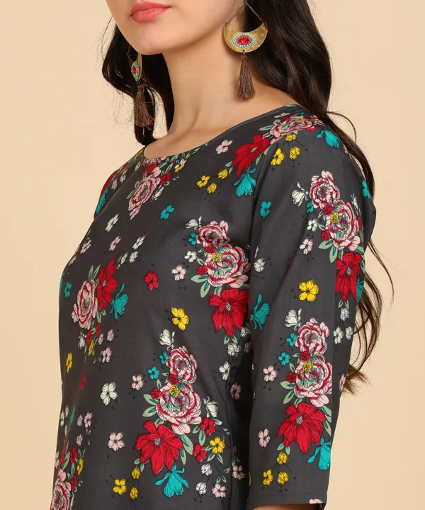 Grey_Women_Printed_Kurti_With_Pant_Set