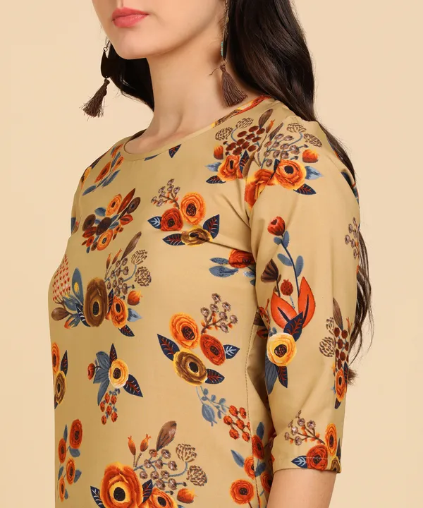 Beige_Women_Printed_Kurti_With_Pant_Set