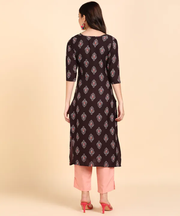 Maroon_Women_Printed_Kurti_With_Pant_Set