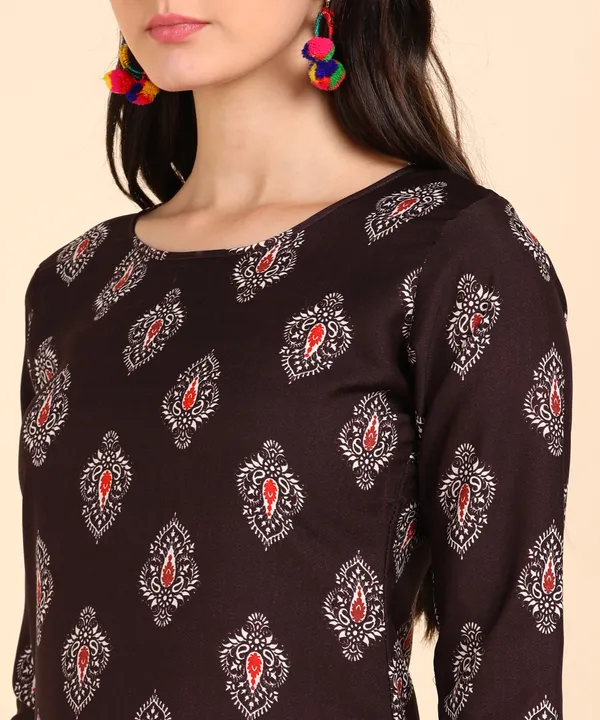 Maroon_Women_Printed_Kurti_With_Pant_Set