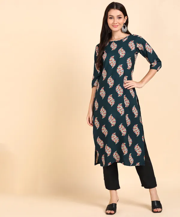 Blue_Women_Printed_Kurti_With_Pant_Set