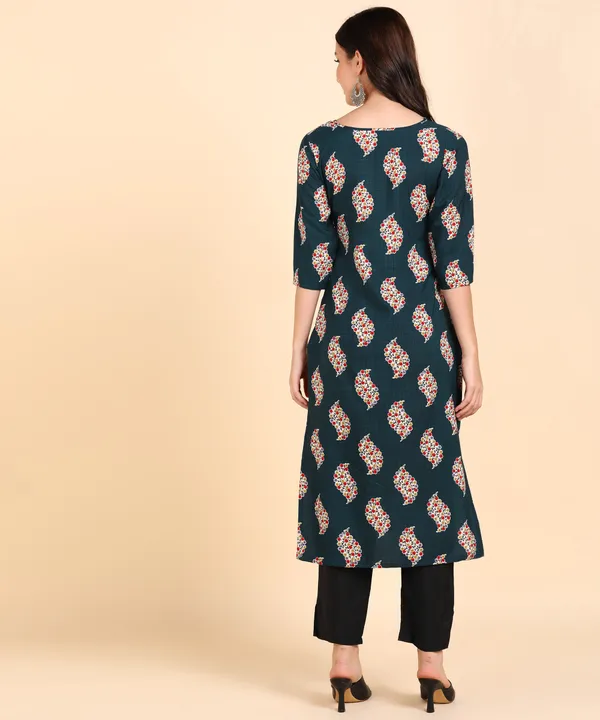 Blue_Women_Printed_Kurti_With_Pant_Set