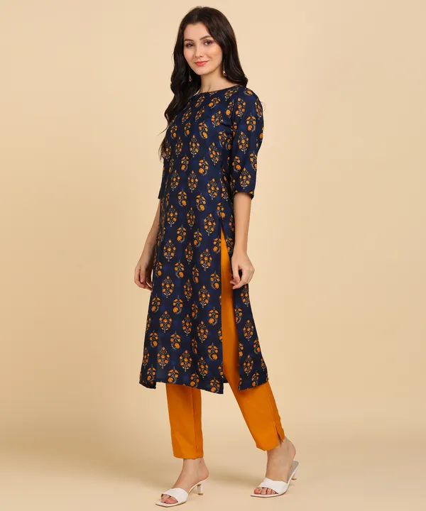Navy_Blue_Women_Printed_Kurti_With_Pant_Set