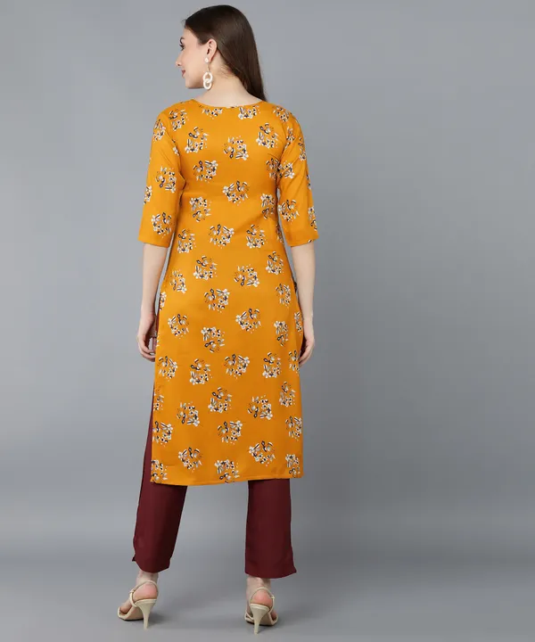 Yellow_Crepe_Printed_Kurti_With_Pant_Set