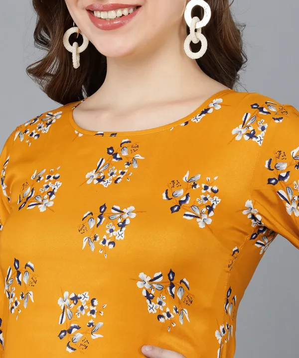 Yellow_Crepe_Printed_Kurti_With_Pant_Set