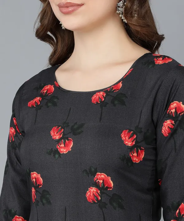 Dark_Grey_Crepe_Printed_Kurti_With_Pant_Set