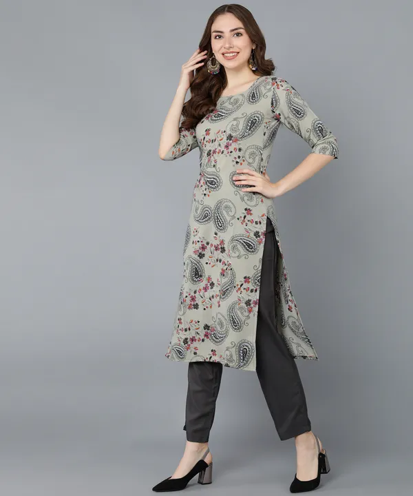 Light_Grey_Crepe_Printed_Kurti_With_Pant_Set