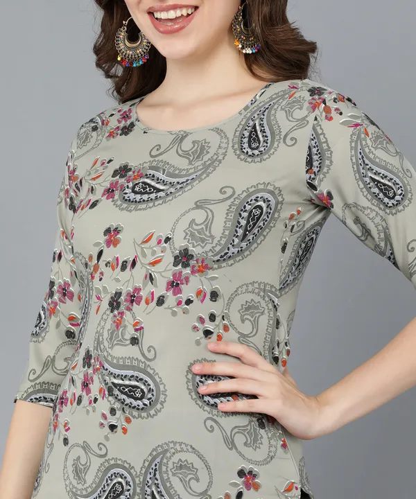 Light_Grey_Crepe_Printed_Kurti_With_Pant_Set