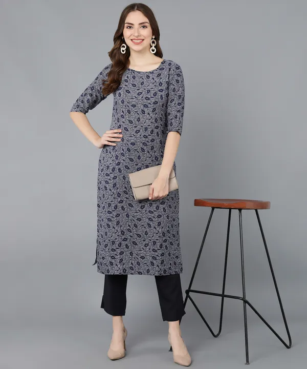 Navy_Blue_Crepe_Printed_Kurti_With_Pant_Set