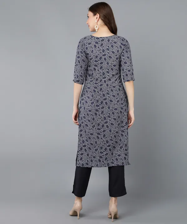 Navy_Blue_Crepe_Printed_Kurti_With_Pant_Set