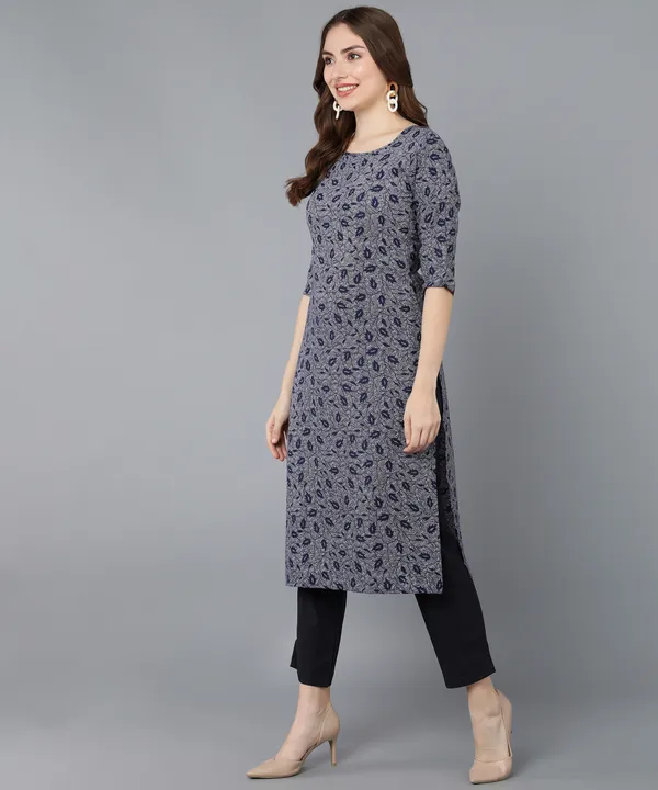 Navy_Blue_Crepe_Printed_Kurti_With_Pant_Set
