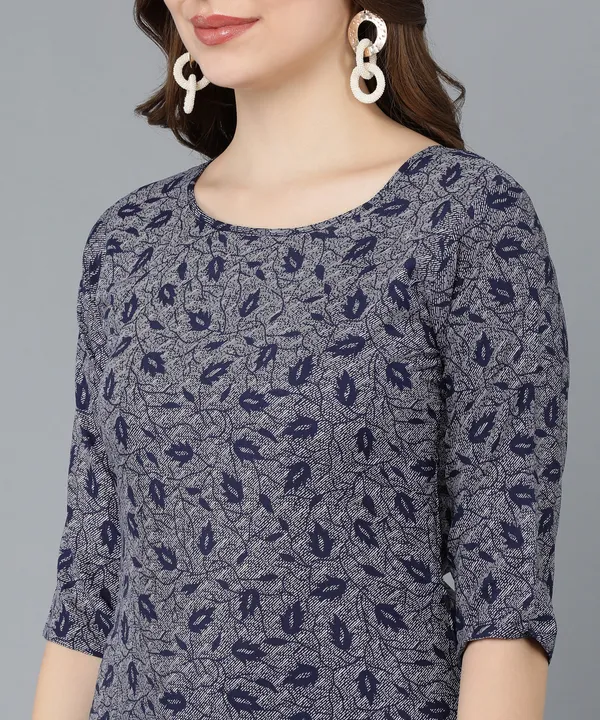 Navy_Blue_Crepe_Printed_Kurti_With_Pant_Set