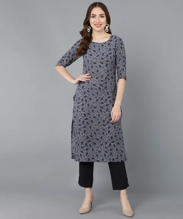 Navy_Blue_Crepe_Printed_Kurti_With_Pant_Set