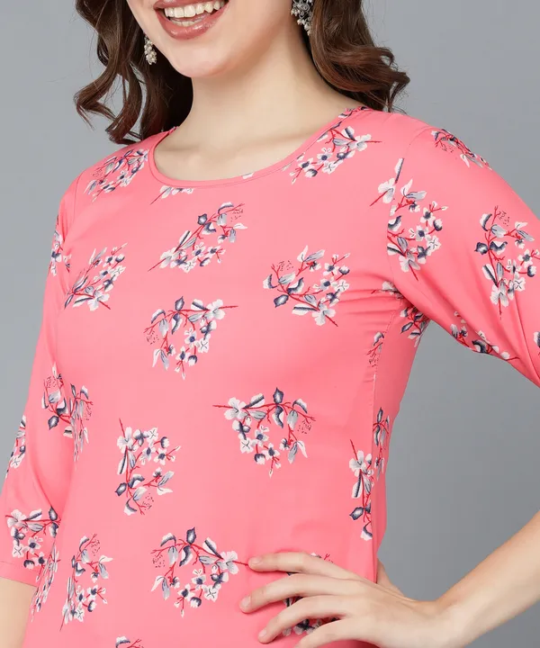 Pink_Crepe_Printed_Kurti_With_Pant_Set