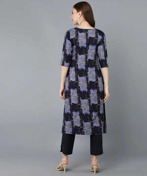 Navy_Blue_Crepe_Printed_Kurti_With_Pant_Set