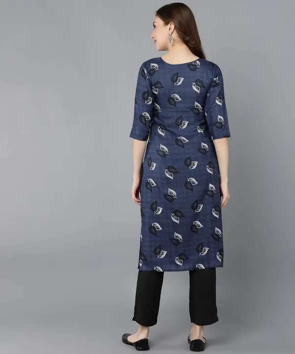 Blue_Crepe_Printed_Kurti_With_Pant_Set