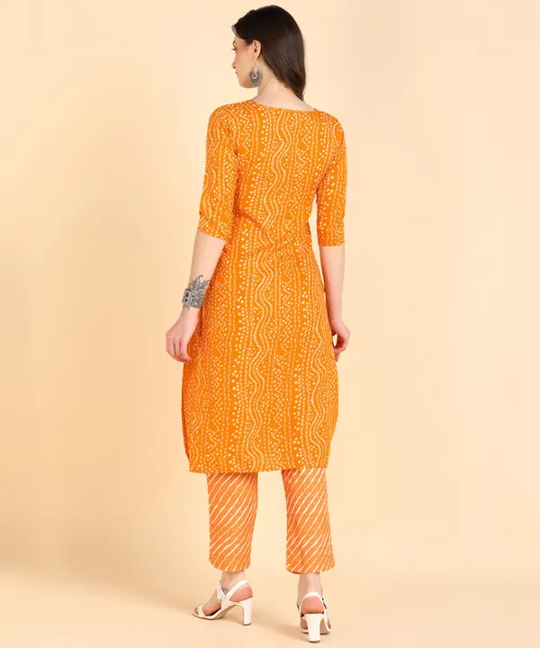 Yellow_Cotton_Printed_Kurti_With_Pant_For_Women